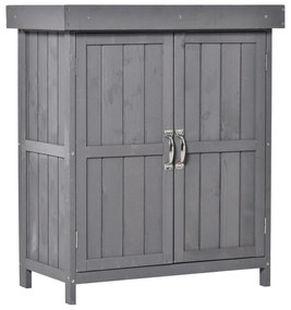 Outsunny Dulap de Gradina cu 2 Rafturi si 2 Usi, Lemn, 74x43x88 cm, culoarea lemnului | Aosom Romania