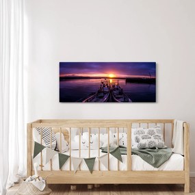 Tablou cu barci pescărești în port (120x50 cm)