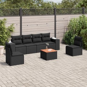 3257721 vidaXL Set canapele de grădină cu perne, 7 piese, negru, poliratan