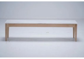 Masuta de cafea, natur, din lemn de stejar si marmura, aspect rustic, Ernest