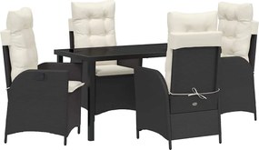 vidaXL Set de masă pentru grădină cu pernă 5 pcs Negru poliratan