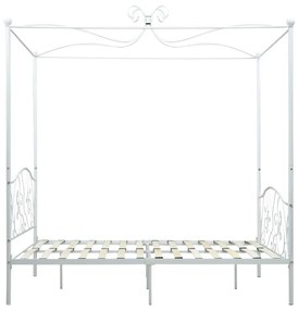 Cadru de pat cu baldachin, alb, 120 x 200 cm, metal Alb, 120 x 200 cm