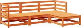 vidaXL Set canapea de grădină, 4 piese, maro ceruit, lemn masiv de pin