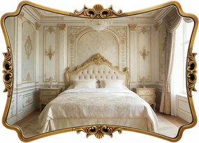 Oglindă decorativă de perete, ramă aurie antichizată, 60x80 cm