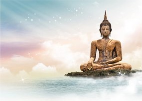 Tablou pe sticlă - Buddha care supraveghează pământul (70x50 cm)