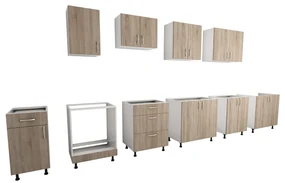 Corp Baza haaus, 3 Sertare, Stejar Sonoma Inchis/Alb, 60 x 50 x 80 cm