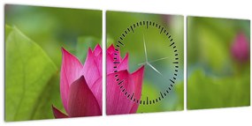 Tablou - floare de apă (cu ceas) (90x30 cm)