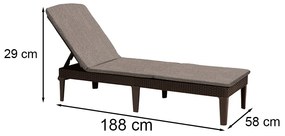 Șezlong de grădină Jaipur cu pernă maro
