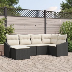 vidaXL Set de canapele pentru grădină 6 pcs Negru Rattan poli