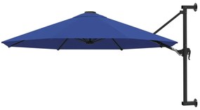 vidaXL Umbrelă de soare de perete cu stâlp metalic, albastru, 300 cm