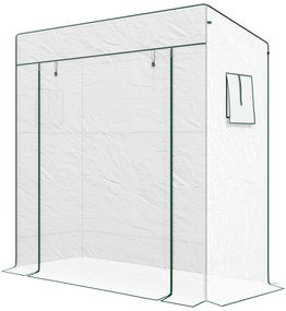 Outsunny Seră de grădină murală adăpostită cu 1 ușă înrolabilă, bârnă PE renforțată, 2 ferestre, dim. 196L x 77l x 197/178H cm | Aosom Romania