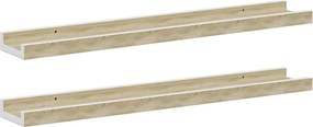 vidaXL Rafturi de perete, 2 buc., alb și stejar sonoma, 60x9x3 cm
