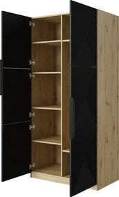 Dulap Asha 100 cm și mânere metalice - artisan / negru mat / mânere negre