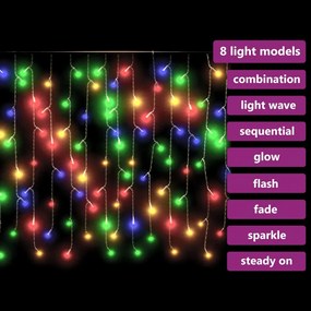 Lumini de perdea tip gheata 400 LED-uri colorate 8 functii 10 m 1, colourful