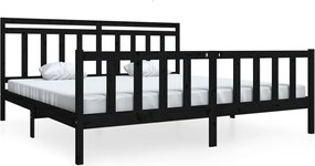 vidaXL Cadru de pat, negru, 200x200 cm, lemn masiv