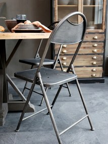 Scaun dining pliant negru din fier Factory
