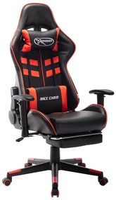 vidaXL Scaun jocuri cu suport picioare, negru/roșu, piele artificială
