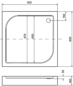 Cabină de duș pătrată Tomar 80x80 cm cu cădiță de duș
