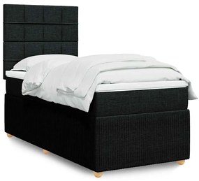 vidaXL Pat box spring cu saltea, negru, 100x200 cm, textil