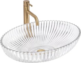Lavoar pe blat Rea Nicole sticla securizata oval 51 cm transparent lucios