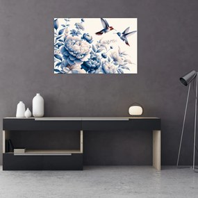 Tablou - Colibri deasupra florii (90x60 cm)