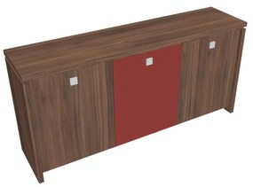 Dulap mic Verno 188 x 46 x 90 cm, uși combinate, nuc / roșu