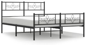355284 vidaXL Cadru pat metalic cu tăblie de cap/picioare, negru, 135x190 cm