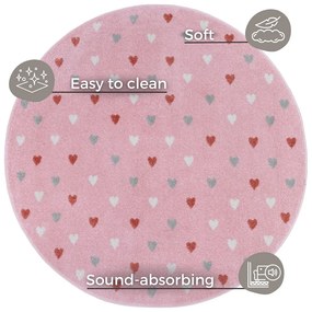 Covor pentru copii roz ø 140 cm Little Hearts – Hanse Home