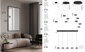 Pendul LED modern, Metal, Negru, Sticla, JAILYN