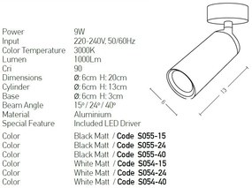 Spot LED aplicat directionabil design modern Likos 15 negru