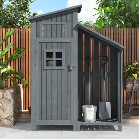 Dulap de grădină cu 2 rafturi, magazie de unelte cu spațiu de depozitare mare, 124L x 46P x 174Î cm, Gri