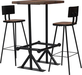 vidaXL Set mobilier de bar, 3 piese, lemn masiv reciclat