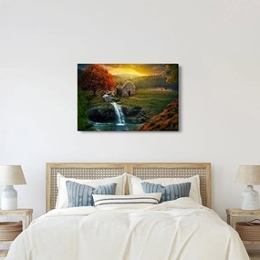 Tablou cu căbănuță în peisaj de poveste (90x60 cm)