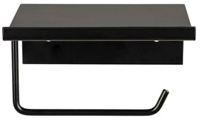 Suport pentru hârtie igienică negru autoadeziv/cu raft din metal Desulo – Wenko