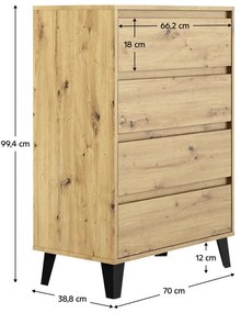 Comodă Brisas 4 (stejar artisan + negru) . 1116262