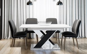 Masă lemn masiv alb Dining extensibilă Royal Stage 140/180x80 cm -Negru