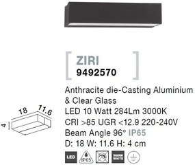 Aplica LED de perete pentru iluminat exterior IP65 ZIRI