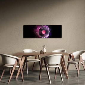 Tablou - Disc de vinil roz-violet (cu ceas) (90x30 cm)