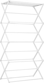 HOMCOM Uscător de rufe pliabil 8 nivele suport tip turn uscător suport rufe metal plastic Alb 74 x 35 x 144 cm | Aosom Romania