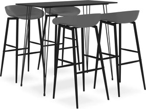 vidaXL Set mobilier de bar, 5 piese, negru și gri