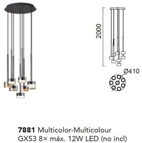 Lustra suspendata design modern TONIC 8L multicolor