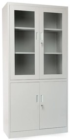 Dulap metalic universal cu uși despicate, 90 x 40 x 185 cm, încuietoare cu cilindru, gri deschis - ral 7035