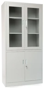 Dulap metalic universal cu uși despicate, 90 x 40 x 185 cm, încuietoare cu cilindru, gri deschis - ral 7035