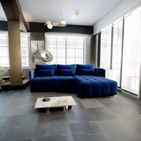 Colțar extensibil dumonde cu ladă de depozitare si sezut confortabil din spuma high-density, Malta Royal Blue II 235x185 cm