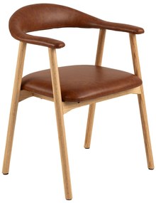 MAZZONI EXPORT ADELE piele ecologica Retro Brandy 691B/cadru Stejar Natural - SCAUN DIN LEMN PENTRU SALON SUFRAGERIE BUCĂTĂRIE RETRO
