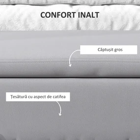 HOMCOM Bancă de Depozitare cu Șezut Tapițat și Picioare Lăcuite Aurii, 100x40x42 cm, Gri | Aosom Romania