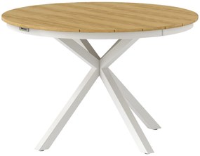 Outsunny Masă de grădină rotundă Ø 118 cm cadru din aluminiu pentru balcon, verandă, terasă, tec | Aosom Romania