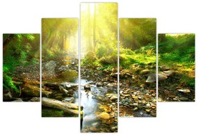 Tablou cu râul în pădurea verde (150x105 cm)