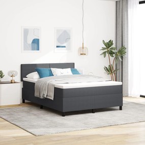 vidaXL Pat cu Arcuri cu Saltea Gri Închis 160x200 cm Țesătură de Corduroy