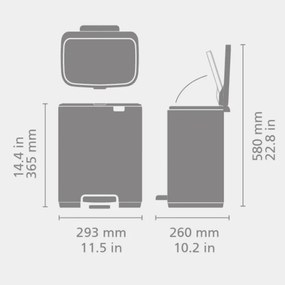 Cos de gunoi Brabantia Bo Pedal 1010123, 12 l, Inchidere usoara, Baza antiderapanta, Bej